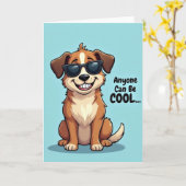 かっこいい犬の誕生日カード カード (黄色い花)