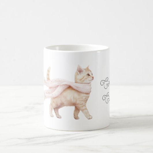 かっこいい猫のほっぺ色のスカーフ コーヒーマグカップ (中央)