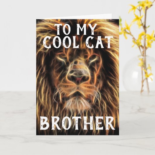 かっこいい猫の兄の誕生日カード カード (黄色い花)