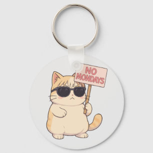 かっこいい猫の月曜日嫌い アート風ミーム キーホルダー