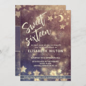 かっこいい現代の天の月と星のスイート16 招待状 (正面/裏面)