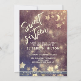 かっこいい現代の天の月と星のスイート16 招待状