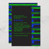 かっこいい現代的なバーミッツヴァ招待状 スティーブン 招待状 (正面/裏面)