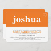 かっこいい現代的な名前　スター　オレンジ　シンプル　バースデー 招待状 (正面/裏面)