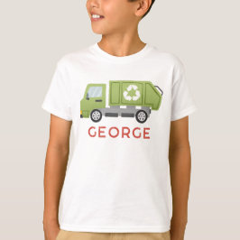 かっこいい男の子の緑のゴミ収集車 運輸 Tシャツ