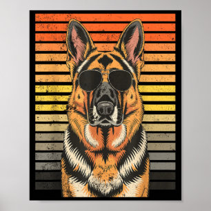 かっこいい誇り高いドイツシェパード犬 メンズ レディース ヴィンテージ犬 ポスター