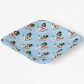 かっこいい雪だるまのクリスマス冬青いパターン ペーパープレート (傾斜あり)