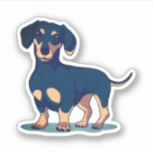 かっこいい黒いダックスフントの犬のデザイン シール (正面)