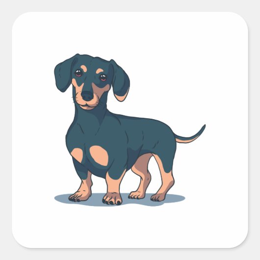 かっこいい黒いダックスフントの犬のデザイン スクエアシール (正面)