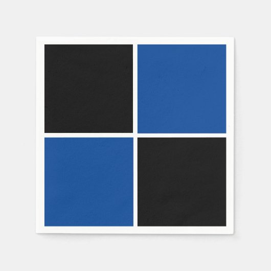 かっこいい黒と青の四角模様の飲み物コースター スタンダードカクテルナプキン (正面)