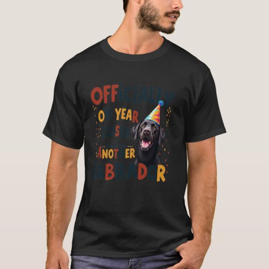 かっこいい黒ラブラドールの誕生日犬 Tシャツ (正面)