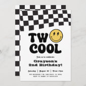 かっこいい2つの誕生日スマイルフェイスパーティー招待状 招待状 (正面/裏面)