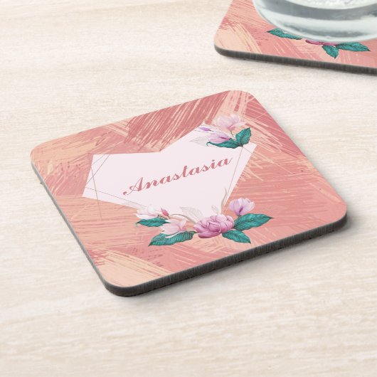 かっこいい、すごい、ピンクハート コースター (左側)