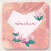 かっこいい、すごい、ピンクハート コースター (正面)