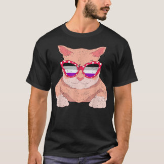 かっこいい アセクシャル サングラス クィア エース プライド 猫 LGBTQ アセクシャル Tシャツ