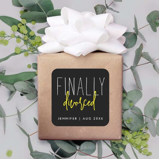 かっこいい シンプル 黒 ついに離婚 ユーモア 別れ スクエアシール