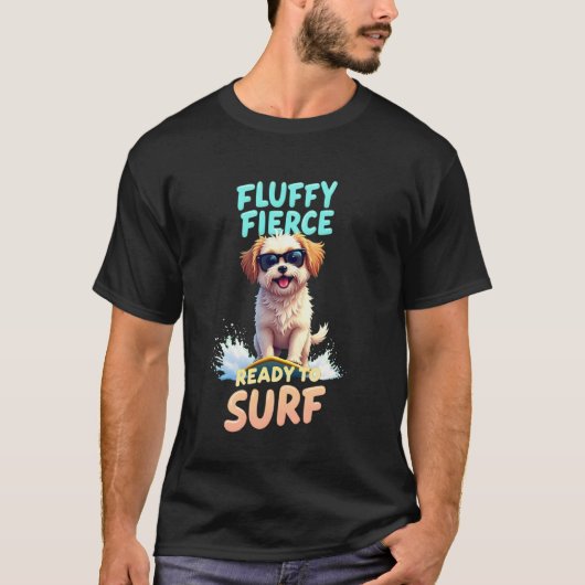 かっこいい シー・ツー・サーフィン・ドッグ Tシャツ (正面)