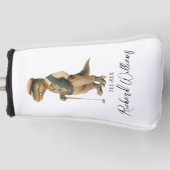 かっこいい ティーレックス ゴルファー 恐竜 シグネチャー ネーム ゴルフヘッドカバー (正面)