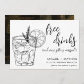 かっこいい モダン カクテル スケッチ おしゃれ フォト ウェディング セーブザデート (正面/裏面)