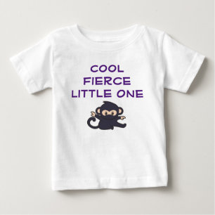 かっこいい 強い ひとつ 面白い かわいい カートゥーン ニンジャ 猿 ベビーTシャツ