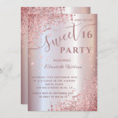 かっこいい 現代 ダイヤモンド ラグジュアリー ローズゴールド スイート16 招待状 (正面/裏面)
