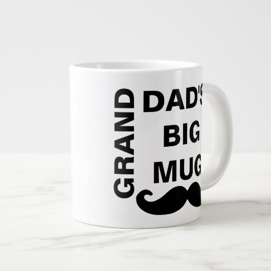 かっこいい 黒と白の 父の日の 祖父の大きな ジャンボコーヒーマグカップ (正面右)