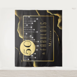 かっこいい！50歳の誕生日おめでとう！インクブラックタペストリー タペストリー