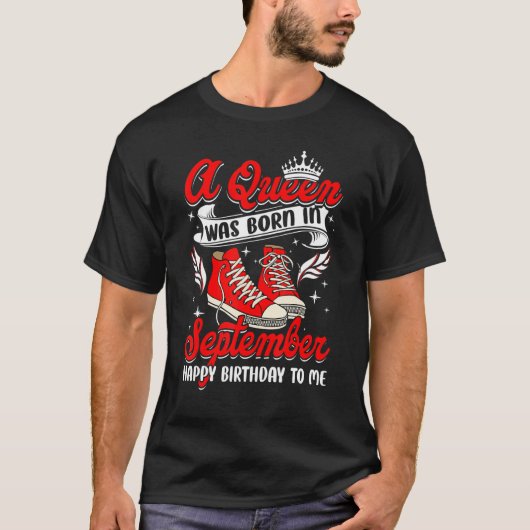 かっこいい 9月生まれの女王様 レディース 女子 スニーカー Tシャツ (正面)