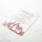 かつての童話のようなウェディング ローズゴールド 箔招待状 (回転した状態)