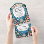 かつてウッドランドキャッスルフェアヤテール結婚ズ オールインワン招待状 (貼ってはがせる)