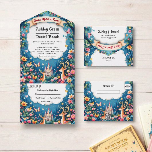 かつてウッドランドキャッスルフェアヤテール結婚ズ オールインワン招待状