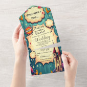 かつてウッドランドキャッスルフェアヤテール結婚ズ オールインワン招待状 (貼ってはがせる)