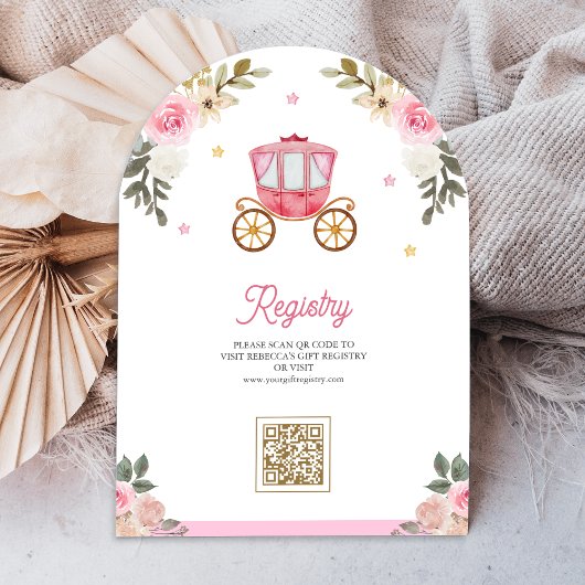 かつてピンクのおとぎ話の城の赤ちゃんシャワー 招待状