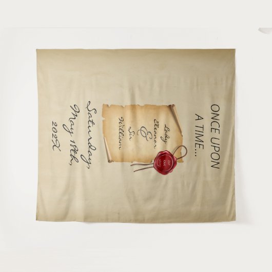 かつて中世のスクロール写真の背景 タペストリー (正面(横))