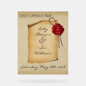 かつて中世の古いスクロールのワックスシール アクリルサイン (正面)