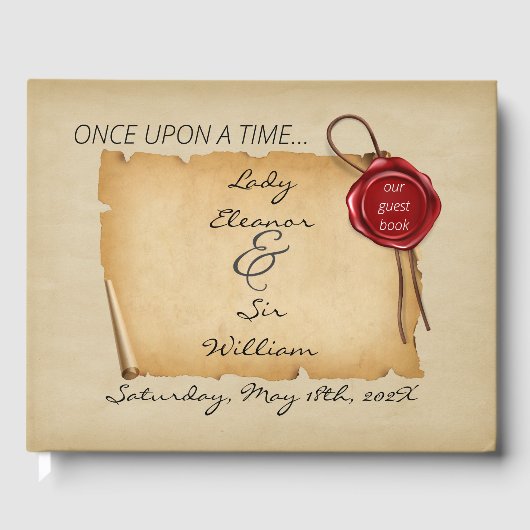 かつて中世の古いスクロールのワックスシール ゲストブック (正面)