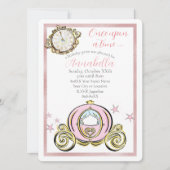 かつて可愛いピンクのシンデレラ童話 招待状 (正面)