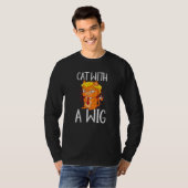 かつら付きの偽毛の猫 Tシャツ (正面フル)