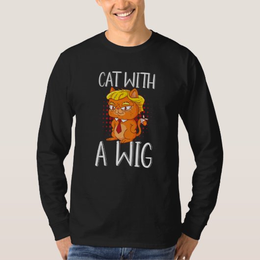 かつら付きの偽毛の猫 Tシャツ (正面)