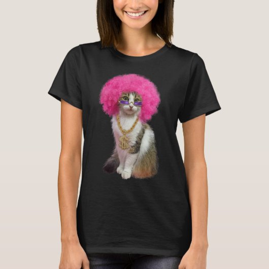かつら付き猫 Tシャツ (正面)