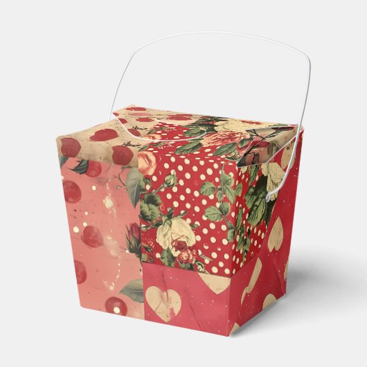 かなりダメージ加工されたヴィンテージシャビーチックな花柄 フェイバーボックス (正面サイド)