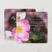 かなりワイルドなピンクのバラの花 ブライダルシャワー 招待状 (正面/裏面)