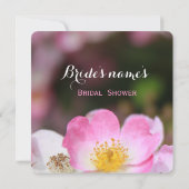 かなりワイルドなピンクのバラの花 ブライダルシャワー 招待状 (裏面)
