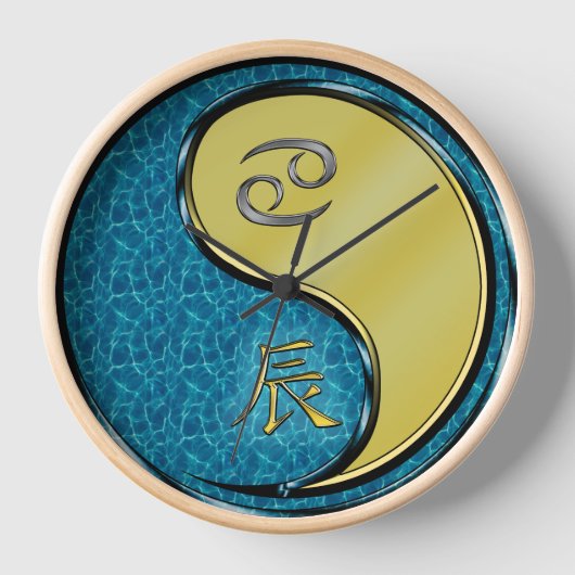 かに座と金属のドラゴン 壁時計 (正面)