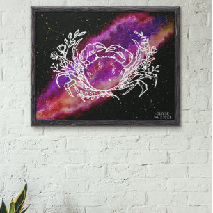 かに座の星座と銀河のデザインの壁画 ポスター
