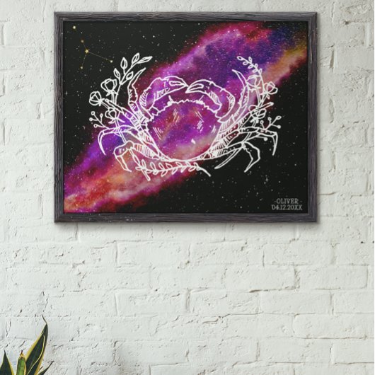 かに座の星座と銀河のデザインの壁画 ポスター