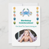 かに座の1歳の誕生日記念写真 インプレッショニスト ゴールド 招待状 (正面)