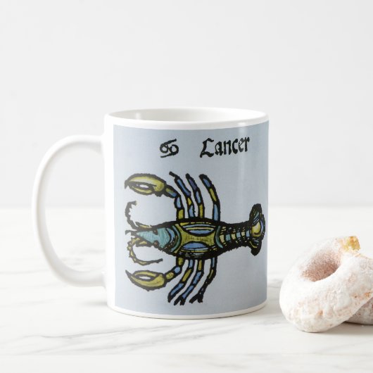 かに座、ヴィンテージな十二星座のサイン コーヒーマグカップ (ドーナツ)