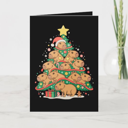 かぴクリスマス カピバラ クリスマスツリー 休暇シーズン シーズンカード (正面)