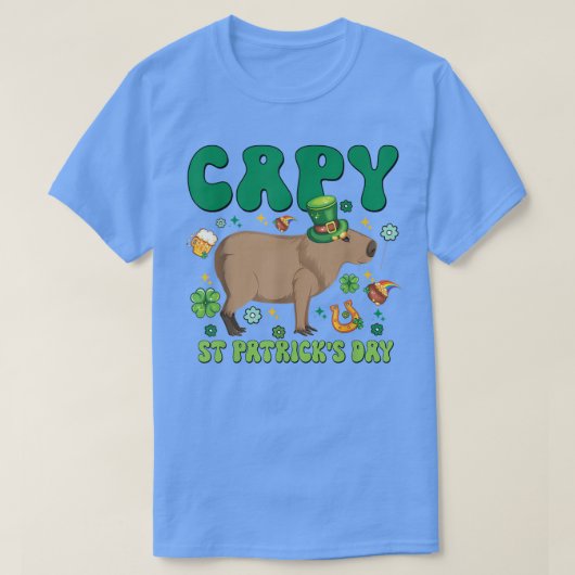 かぴーのセントパトリックデー面白いカピバラ シャムロック ラック Tシャツ (デザイン正面)